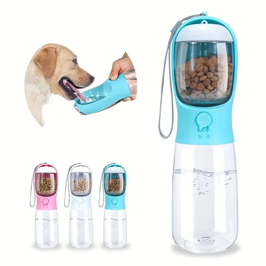 Dog Cat Water Bottle, Portable pet Water Bottle with Food Container, Outdoor Water Dispenser, Leak Proof Water Bottles for Dogs